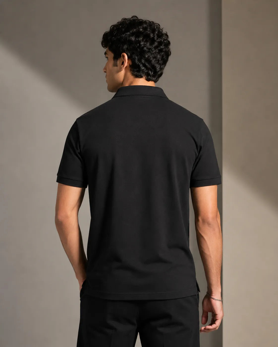 DRAVENYX Obsidian Crest Polo in Black – Gold Embroidered DX Logo, Regular Fit Premium Cotton Half Sleeve Polo T-Shirt