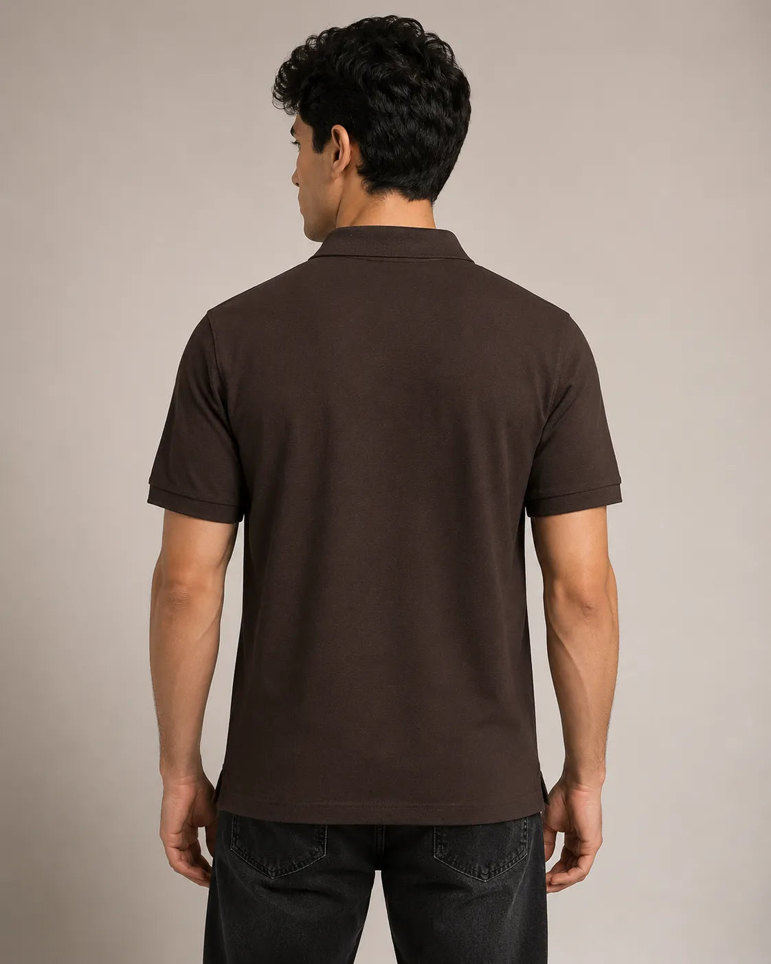 DRAVENYX Obsidian Crest Polo in Coffee Brown – Gold Embroidered DX Logo, Regular Fit Premium Cotton Half Sleeve Polo T-Shirt