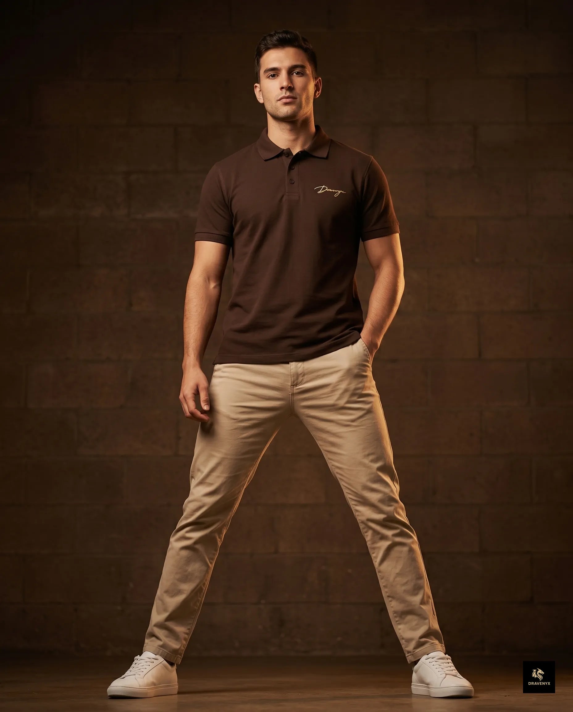 Signature Polo Tee in Coffee Brown – premium embroidered cotton polo