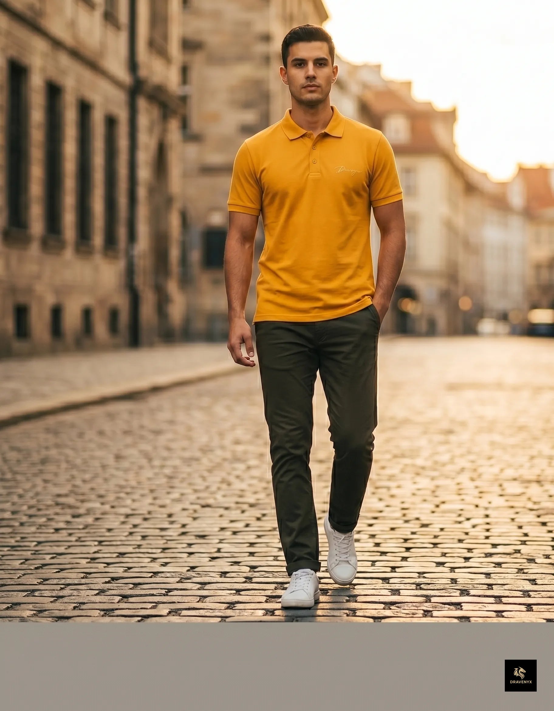 Signature Polo Tee in Mustard Yellow – premium embroidered cotton polo