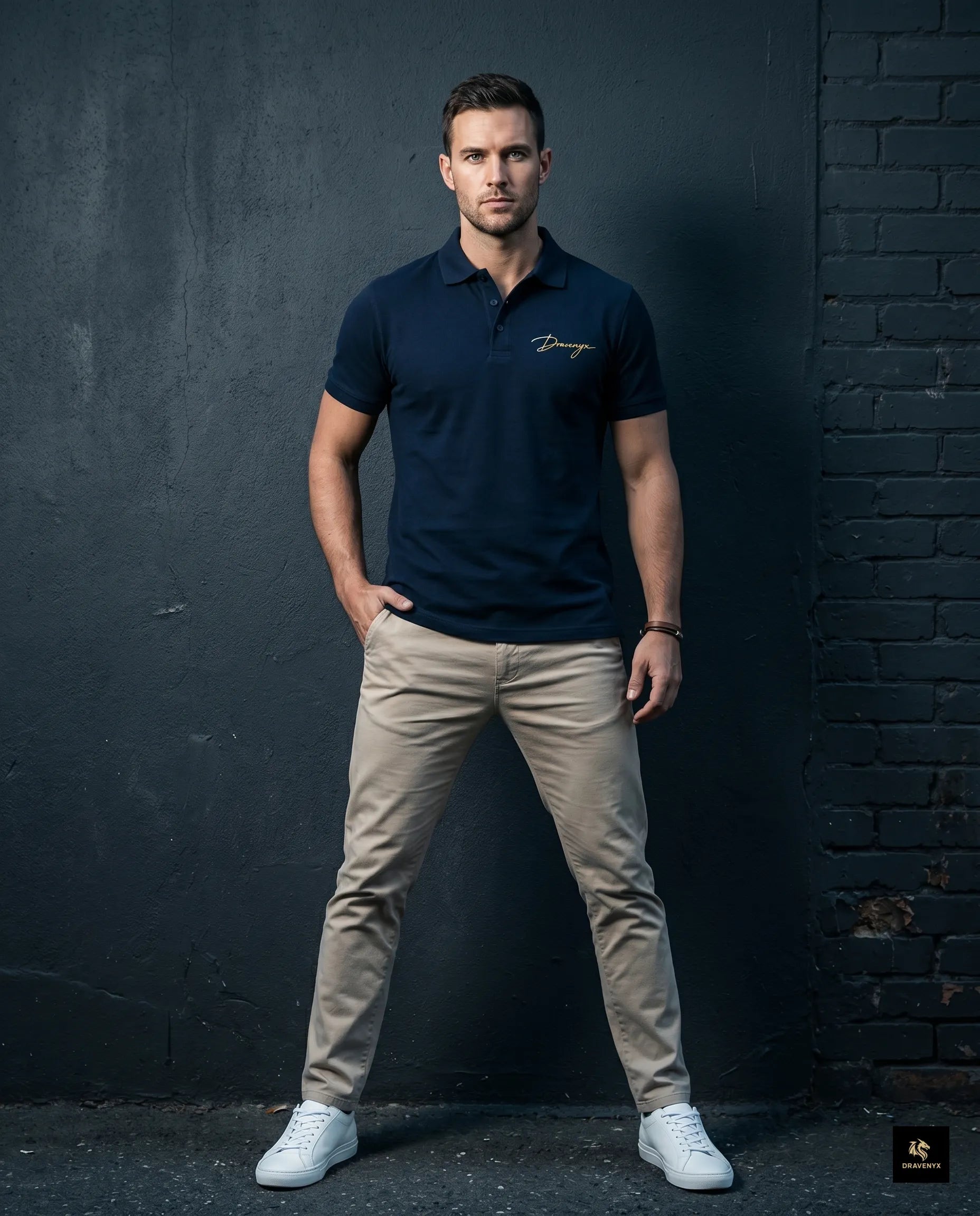Signature Polo Tee in Navy Blue – premium embroidered cotton polo