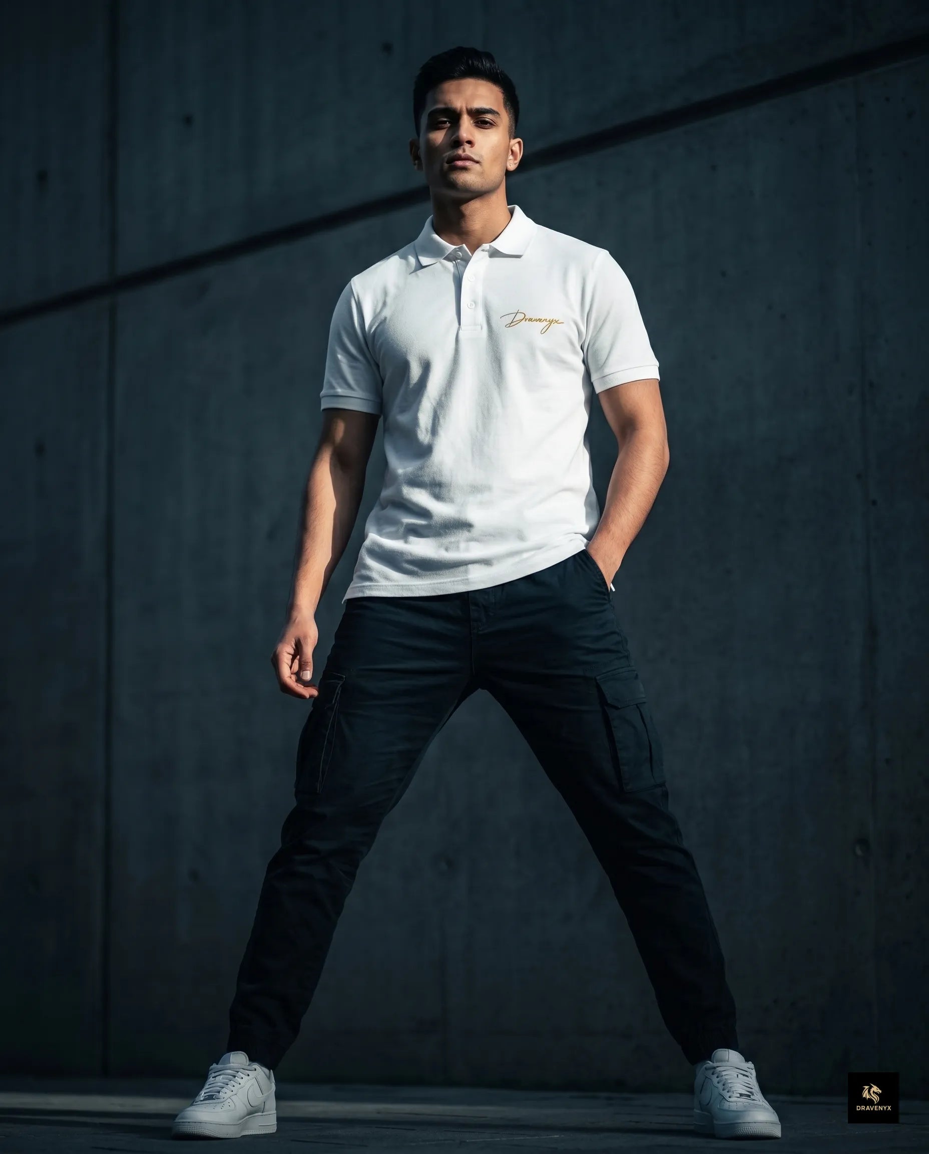 Signature Polo Tee in White – premium embroidered cotton polo