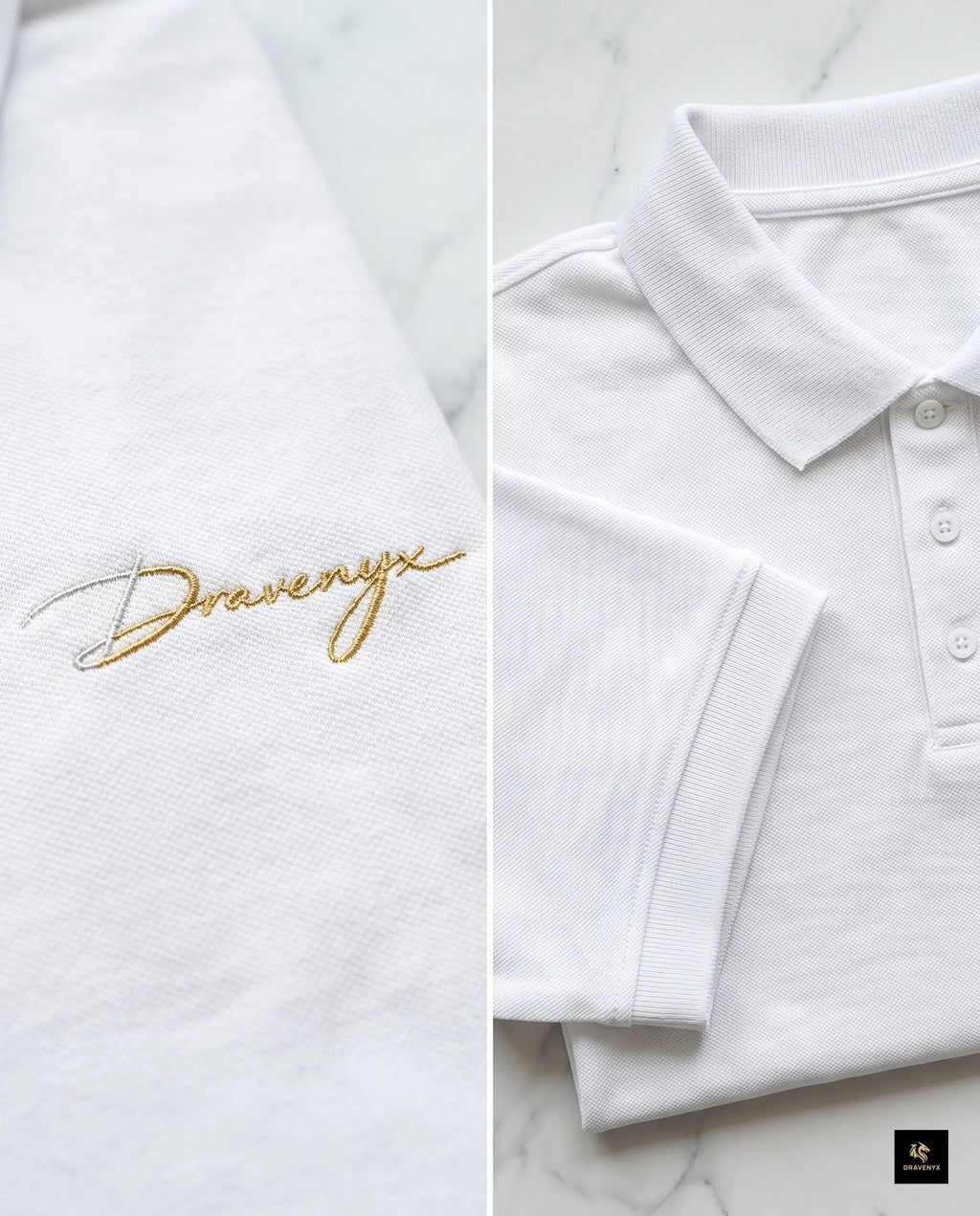Signature Polo Tee in White – premium embroidered cotton polo