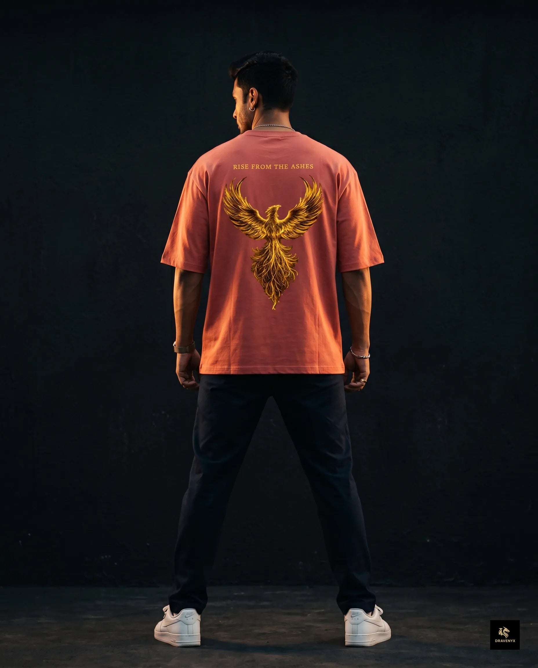 DRAVENYX® Phoenix Ascension Coral Oversized Graphic Tee | Premium Streetwear India