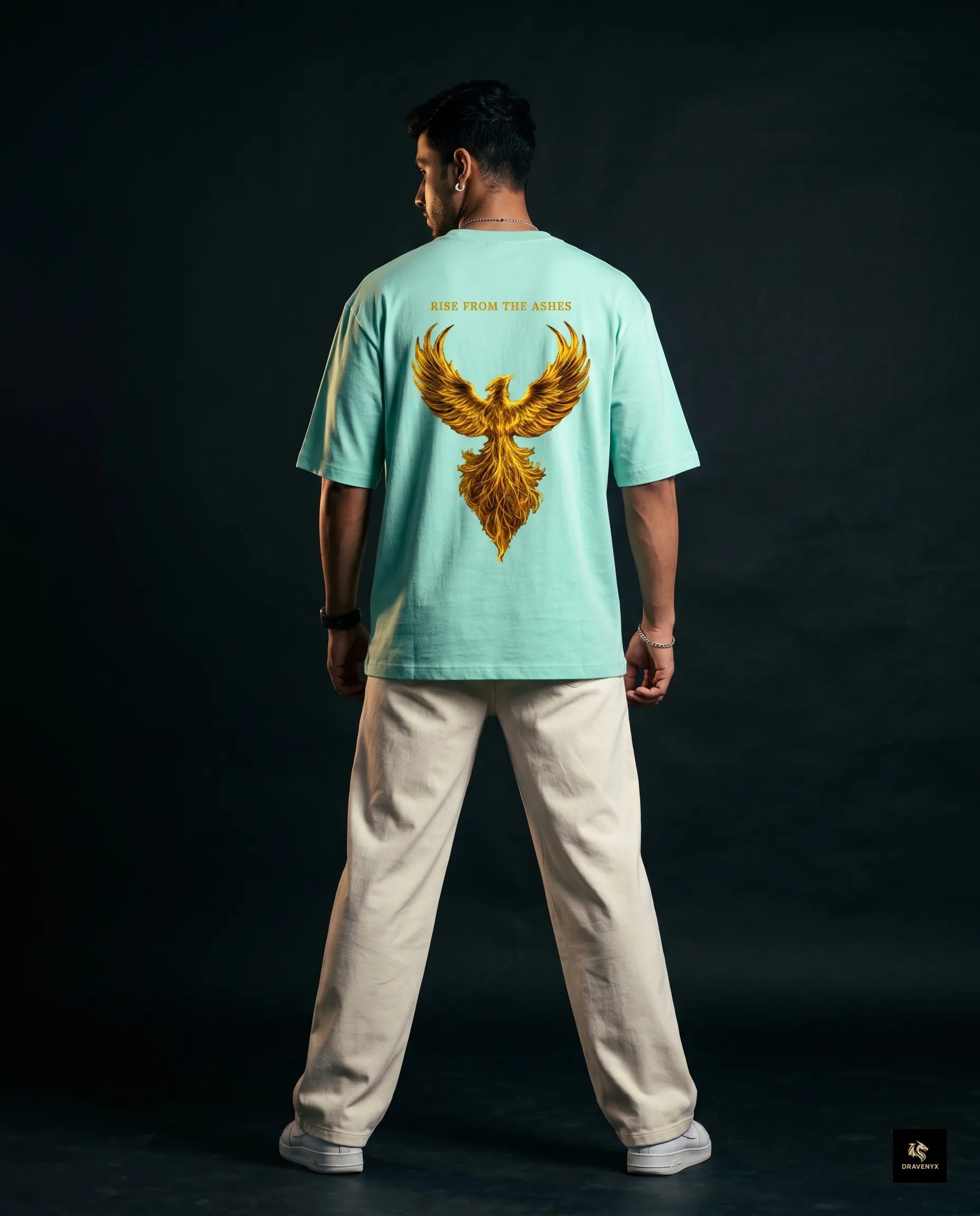 DRAVENYX® Phoenix Ascension Mint Oversized Graphic Tee | Premium Streetwear India