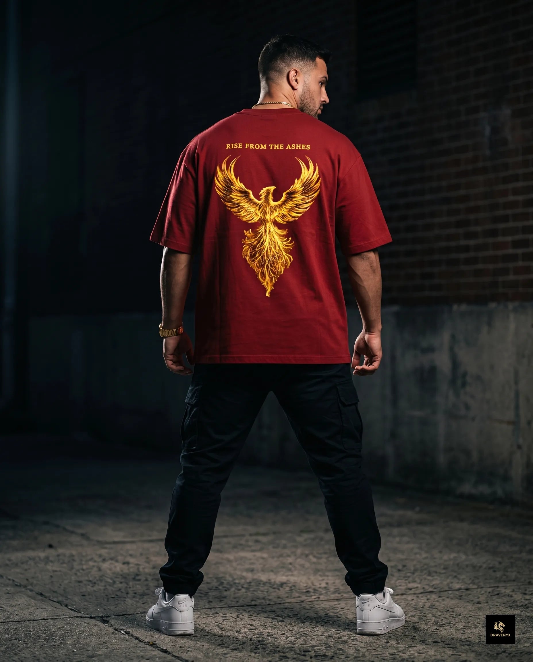DRAVENYX® Phoenix Ascension Red Oversized Graphic Tee | Premium Streetwear India